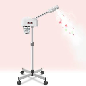 Flexzion Face Steamer Facial Skin Care Machine, Portable Professional Spa Salon Sauna Beauty Equipment Stand for Acne Sinuses Vapor Steaming Ozone Aromatherapy Moisturizing Massage Therapy