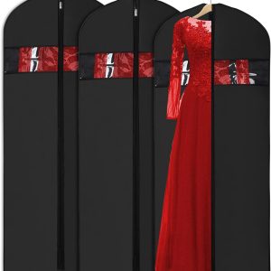 Univivi Garment Bags for Dresses, Clothes Covers Protector Bags 60", Waterproof Dust Proof Garment Covers Bags Moth Proof Dress Cover Bag, Wedding Dress Bag, Suit Bags for Travel and Storage - 3 Pack