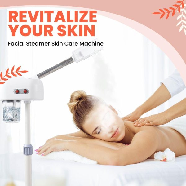 Flexzion Face Steamer Facial Skin Care Machine, Portable Professional Spa Salon Sauna Beauty Equipment Stand for Acne Sinuses Vapor Steaming Ozone Aromatherapy Moisturizing Massage Therapy - Image 2