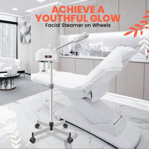 Flexzion Face Steamer Facial Skin Care Machine, Portable Professional Spa Salon Sauna Beauty Equipment Stand for Acne Sinuses Vapor Steaming Ozone Aromatherapy Moisturizing Massage Therapy - Image 6