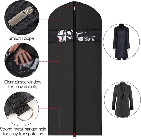 Univivi Garment Bags for Dresses, Clothes Covers Protector Bags 60", Waterproof Dust Proof Garment Covers Bags Moth Proof Dress Cover Bag, Wedding Dress Bag, Suit Bags for Travel and Storage - 3 Pack - Image 4