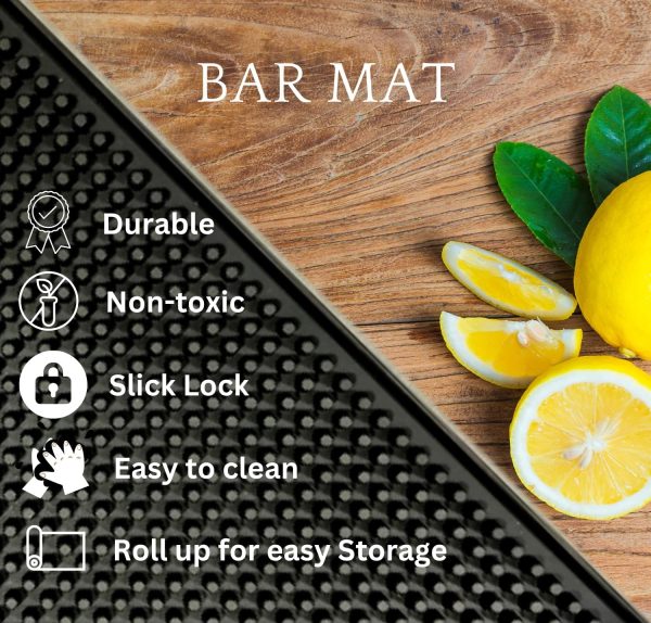 Premium Bar Mat 12x6 inches 2pcs - Durable, Non-Toxic Bar Mats for Countertop - Easy to Clean Coffee Bar Mat - Spill Protector Dish Drying Mat - Image 5